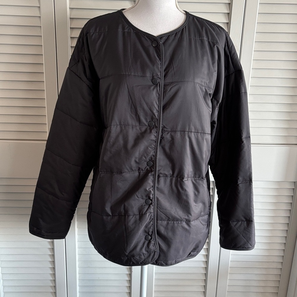 Recreation by Thread & Supply Tabitha Jacket Women’s Dark Gray Collarless Size L - Picture 2 of 12